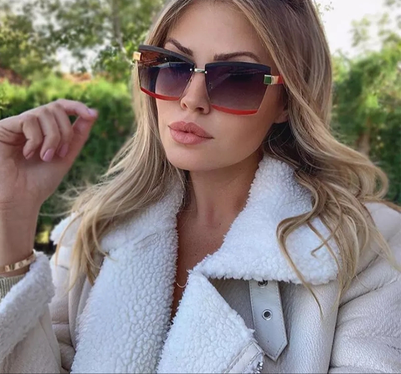 Rimless Luxury Sunglasses Square Men Women Fashion Shades UV400 Vintage Glasses